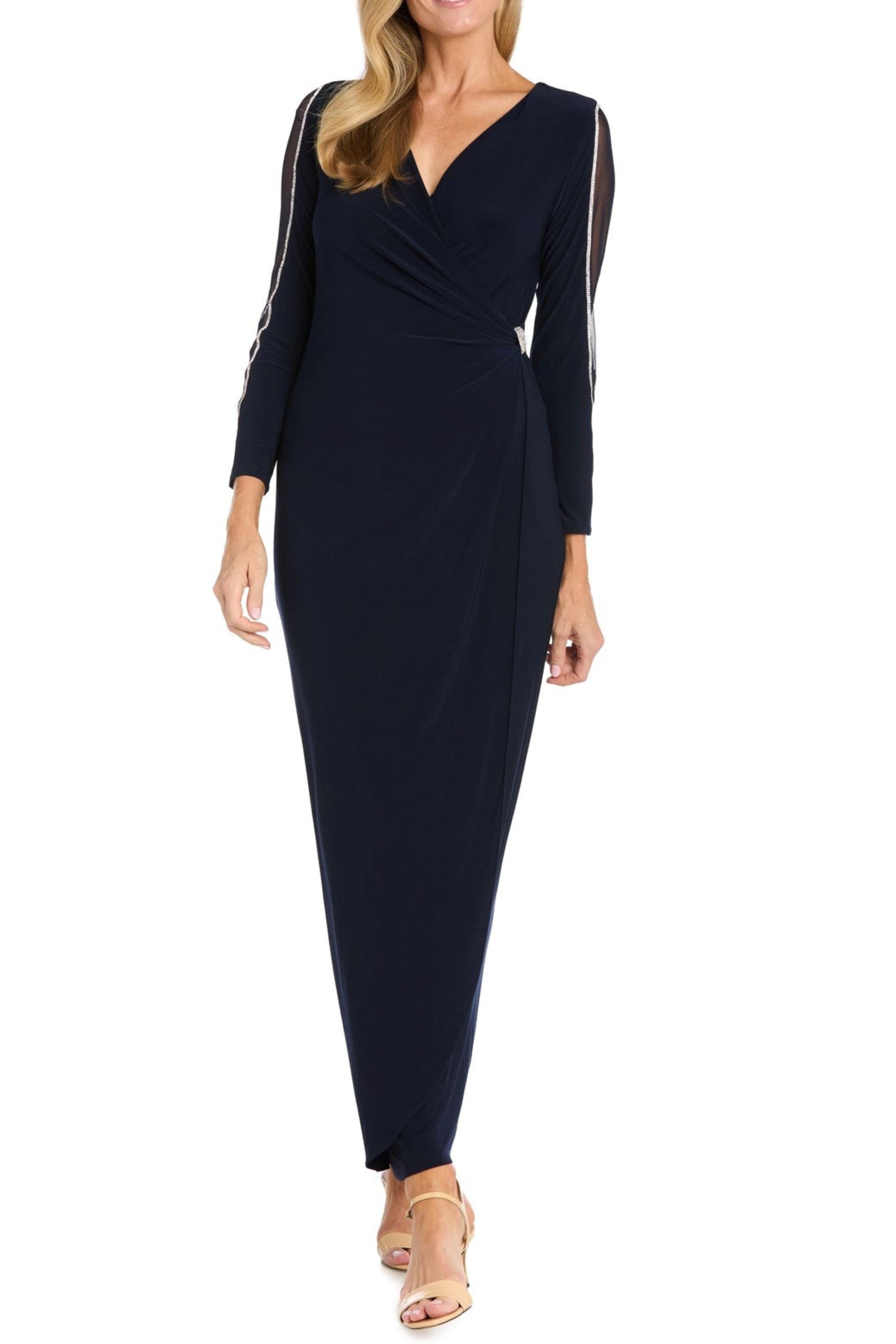 Long Faux Wrap Style Evening Dress by R&M Richards 3411