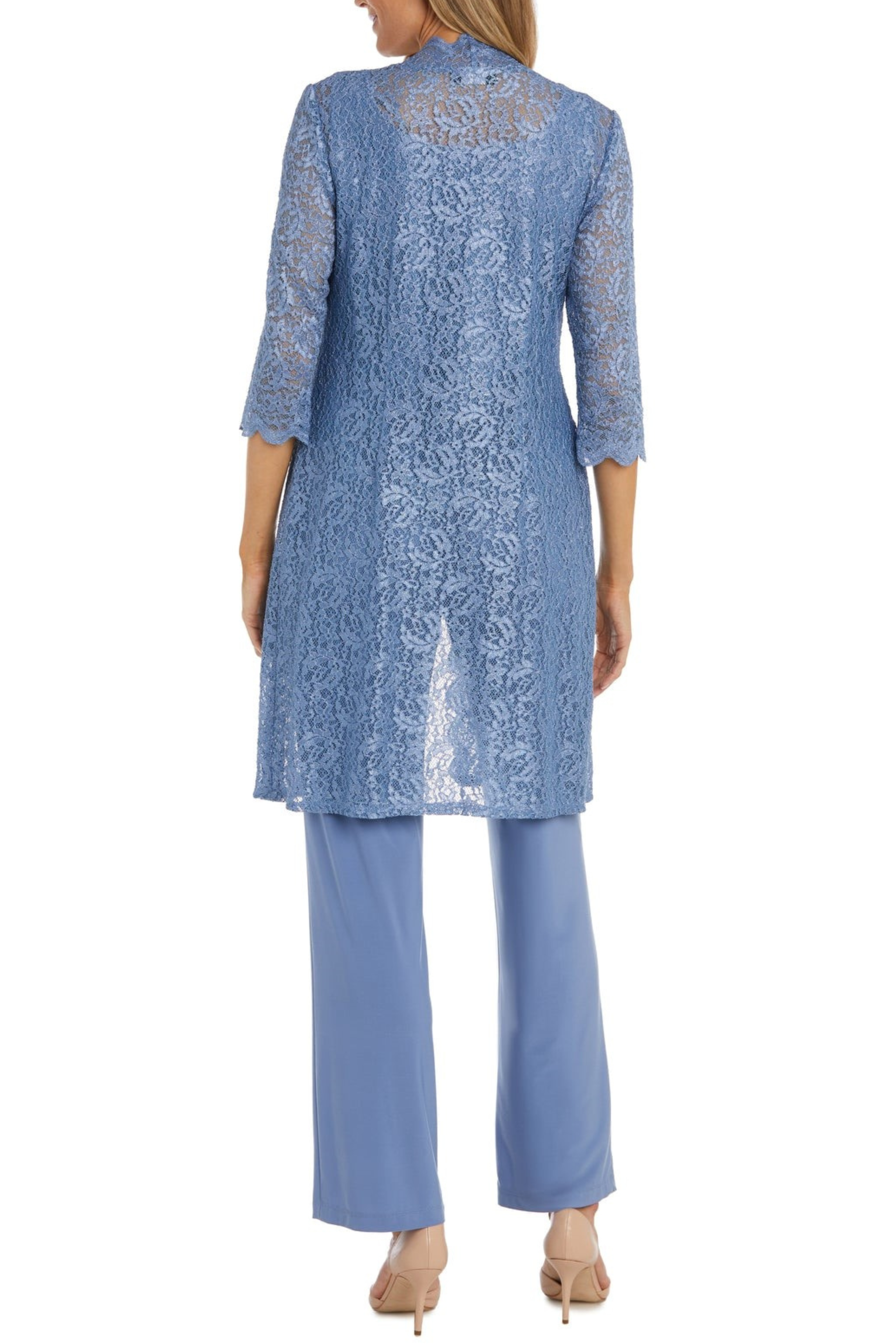 Lace 3/4 Sleeve 3-Piece Pants Set with Scoop Neck, Sequin Detail, and Straight Leg Pant by R&M Richards 1993