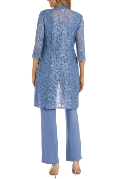 Lace 3/4 Sleeve 3-Piece Pants Set with Scoop Neck, Sequin Detail, and Straight Leg Pant by R&M Richards 1993