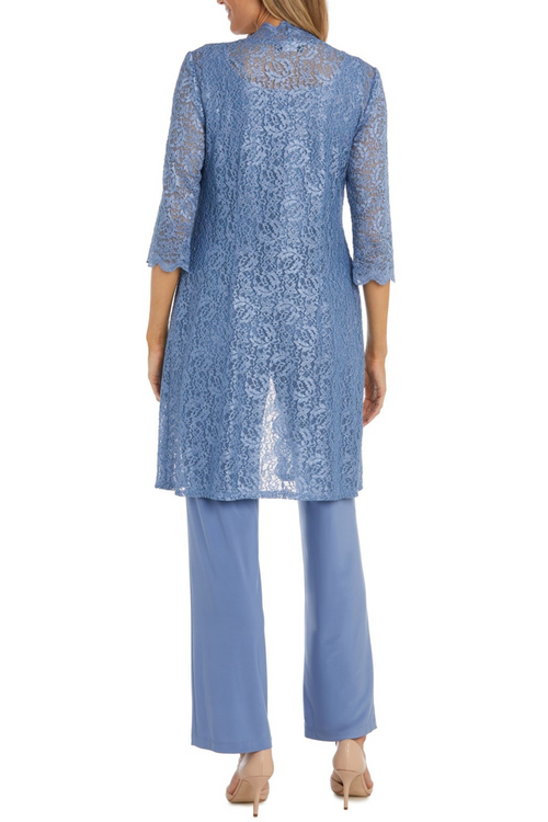 Lace 3/4 Sleeve 3-Piece Pants Set with Scoop Neck, Sequin Detail, and Straight Leg Pant by R&M Richards 1993