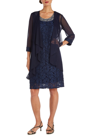 RM Richards Embellished 3/4 Sleeve Jacket Dress