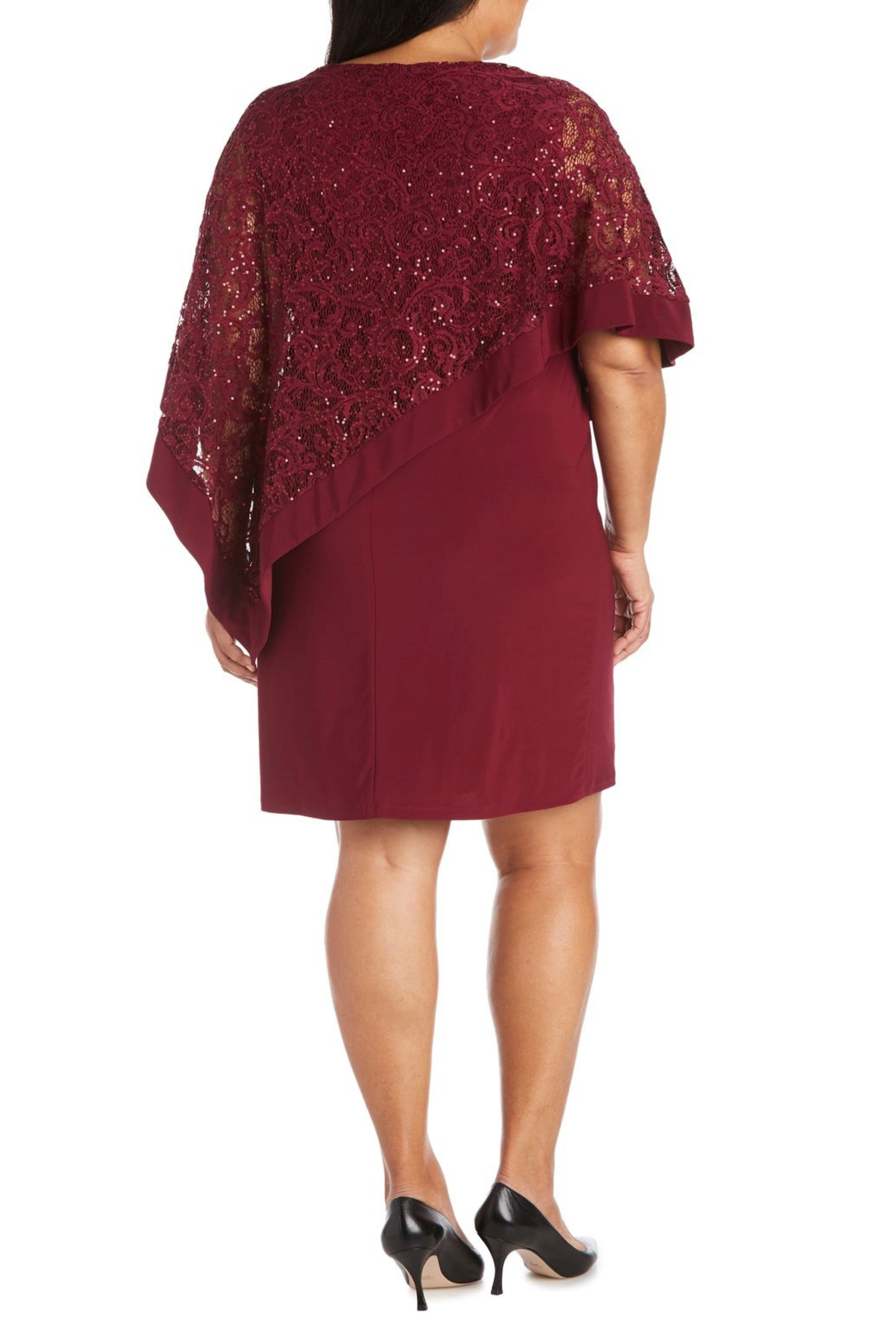 Sleeveless Lace Overlay Sheath Dress with Round Neck and Sequin Detail by R&M Richards 2292