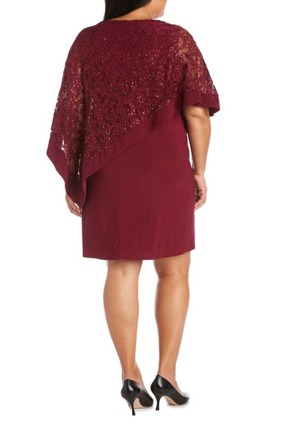 Sleeveless Lace Overlay Sheath Dress with Round Neck and Sequin Detail by R&M Richards 2292