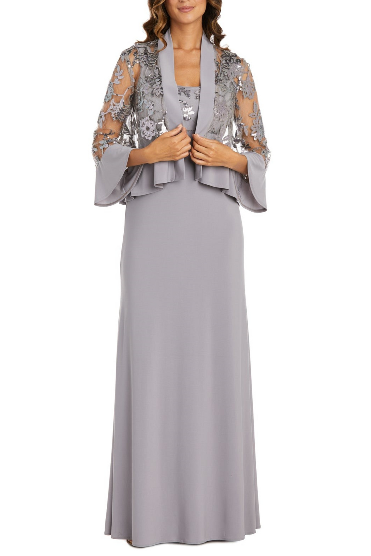 2 Piece Lace Jacket Long Evening Dress with Coordinating Jacket by R&M Richards 2655