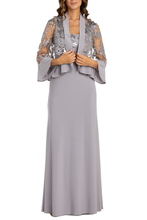 2 Piece Lace Jacket Long Evening Dress with Coordinating Jacket by R&M Richards 2655