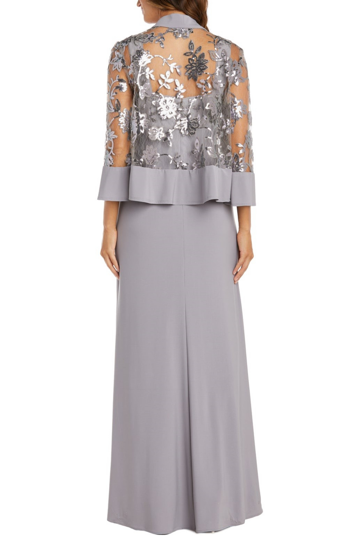 2 Piece Lace Jacket Long Evening Dress with Coordinating Jacket by R&M Richards 2655