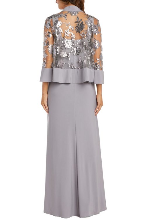 2 Piece Lace Jacket Long Evening Dress with Coordinating Jacket by R&M Richards 2655