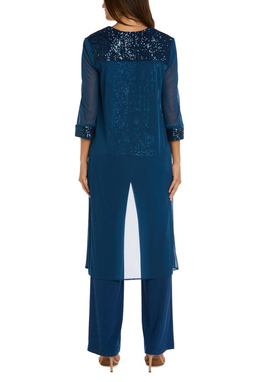 Peacock Sequined Formal 3-Piece Pants Suit with Sleeveless, Wide Leg Pant, and Pant Set by R&M Richards 2756