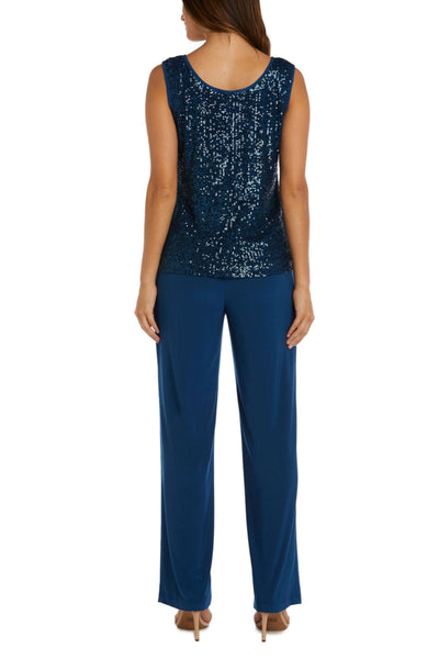 Peacock Sequined Formal 3-Piece Pants Suit with Sleeveless, Wide Leg Pant, and Pant Set by R&M Richards 2756