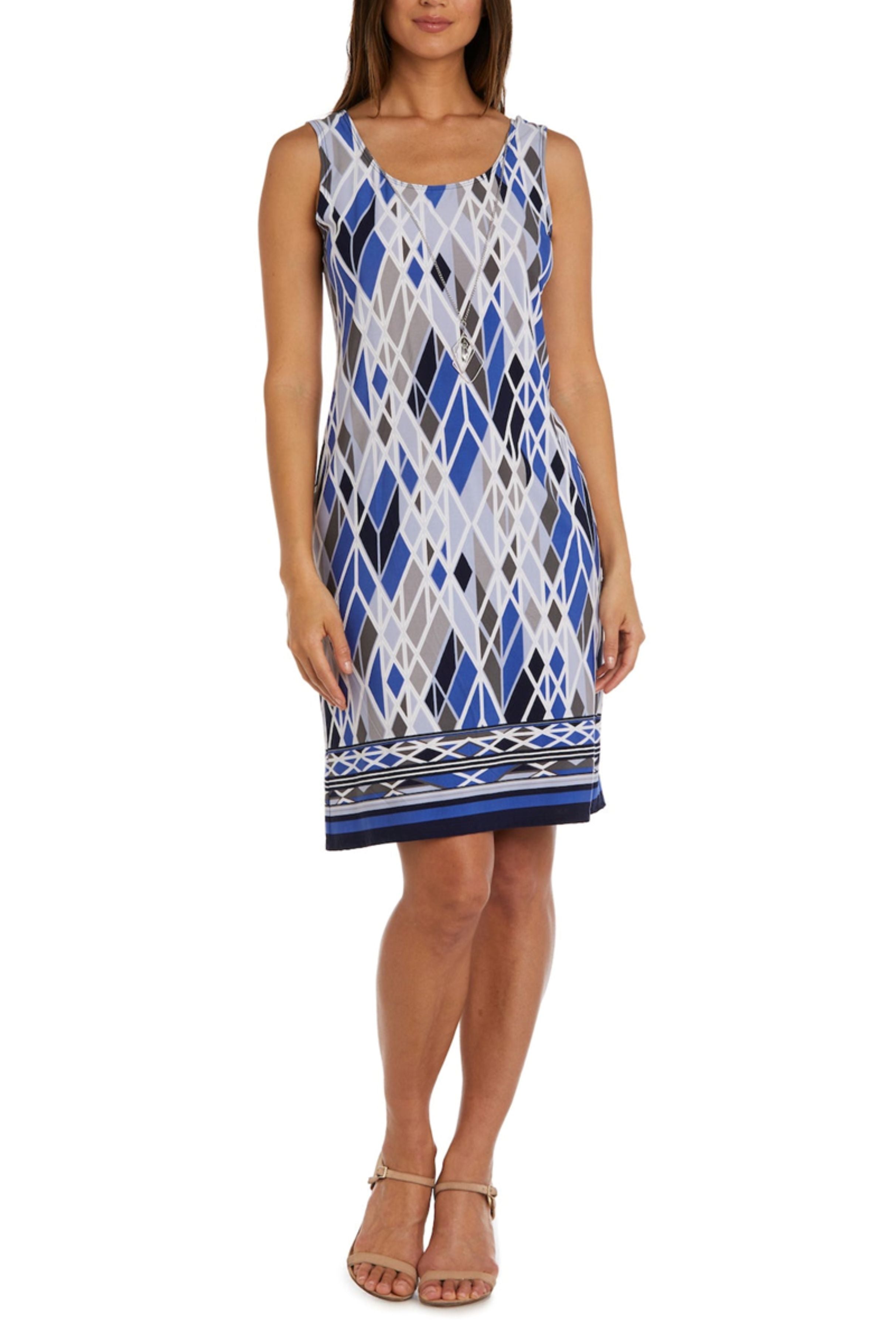 Blue Berry Multi Print 2 Piece Jacket Dress with Lace Detail and Necklace Detail by R&M Richards 7987