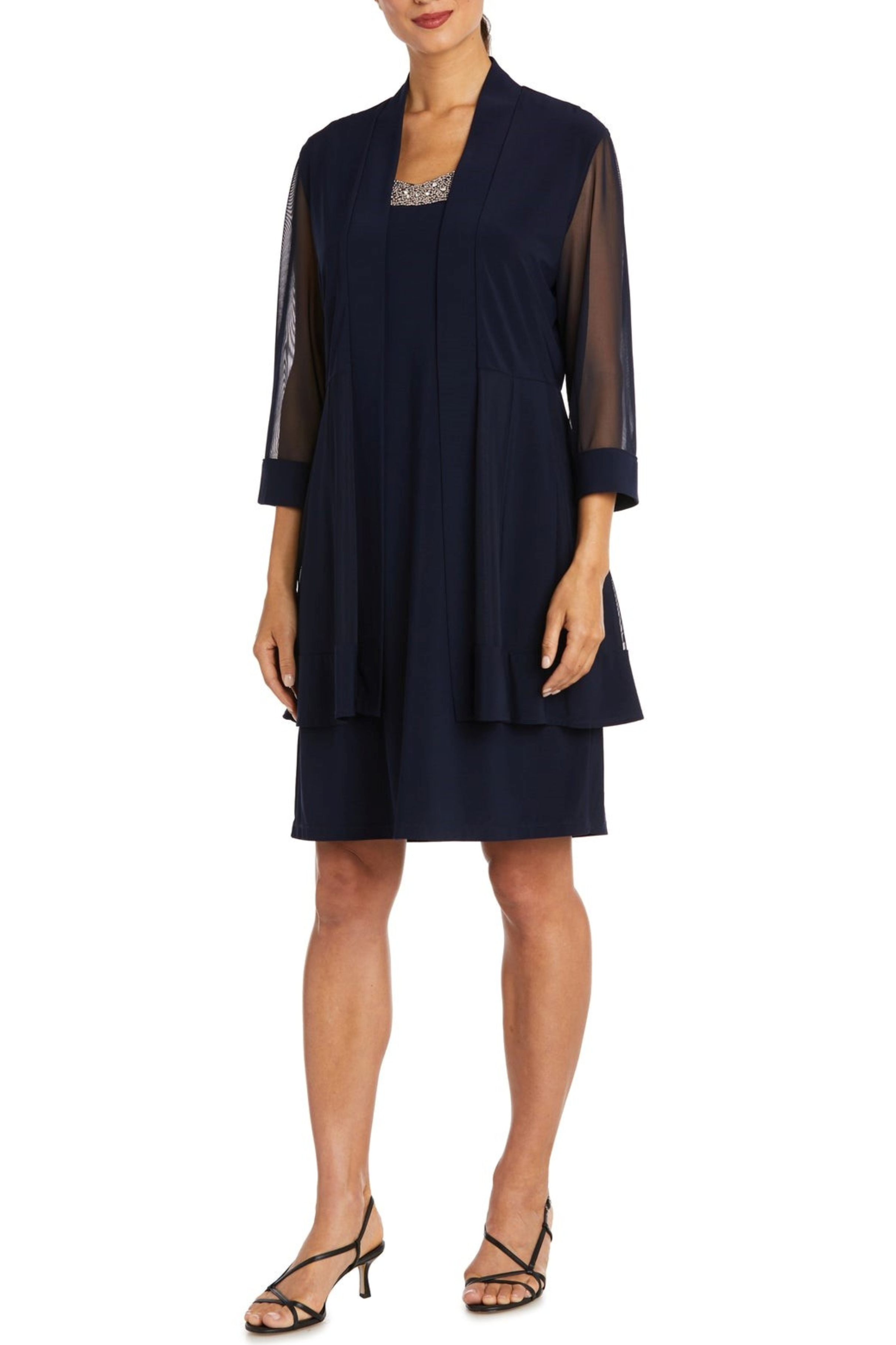 RM Richards 3/4 Sleeve Embellished Jacket Dress