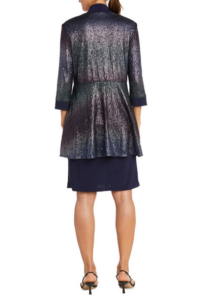 Navy 3/4 Sleeve 2-Piece Jacket Dress with Coordinating Jacket and Jersey by R&M Richards 9068