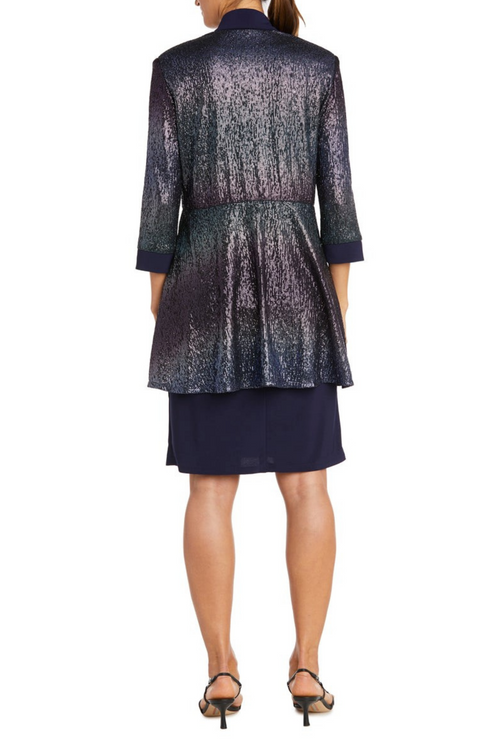 Navy 3/4 Sleeve 2-Piece Jacket Dress with Coordinating Jacket and Jersey by R&M Richards 9068