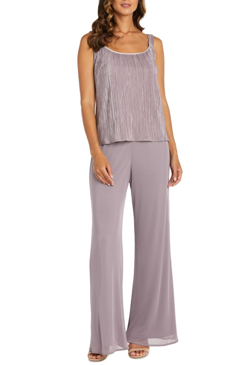 Mauve Embellished 3 Piece Pant Set with Beaded Detail and Tulle by R&M Richards 9084