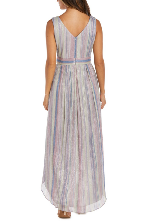 Metallic Multi Color Hi-Lo Evening Dress with Chiffon by R&M Richards 9375