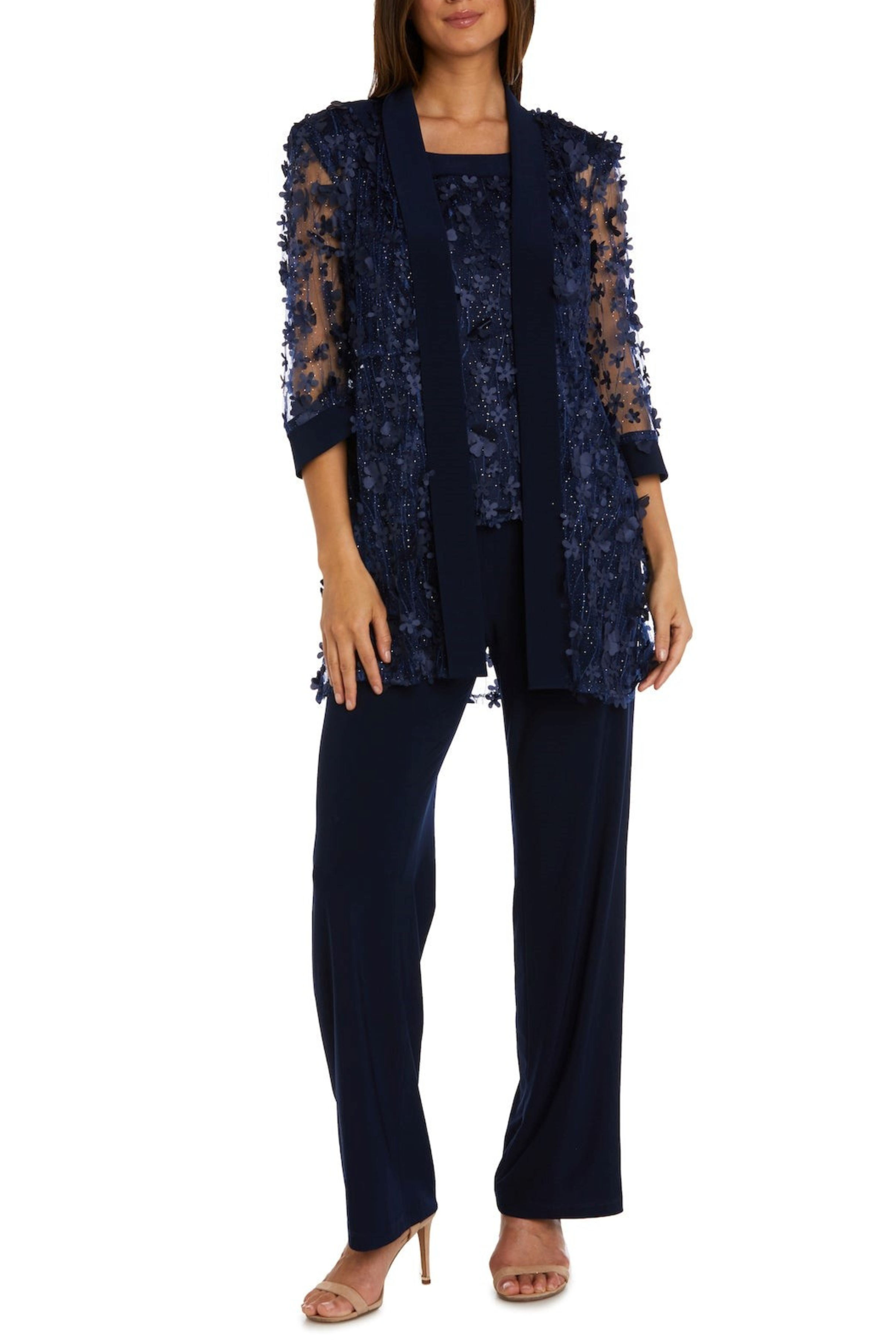 RM Richards 3-Piece Floral Applique Pants Set
