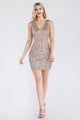 Vestido de cóctel con escote en V y lentejuelas de sirena para regreso a casa de Lenovia 5321