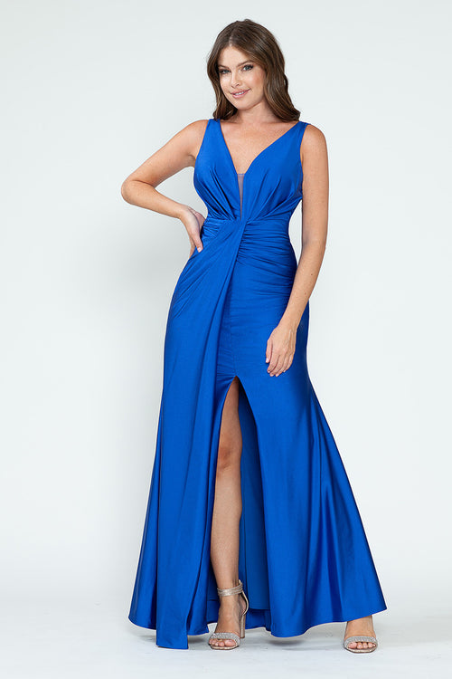Vestido de dama de honor con escote en V, corte imperio y fruncido, de Lenovia 5319 (Nueva colección)