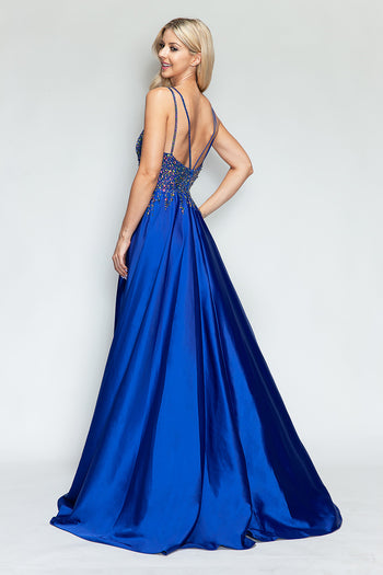 Prom Dress V-Neck Spaghetti Strap A-Line Formal Gown By Lenovia 8331