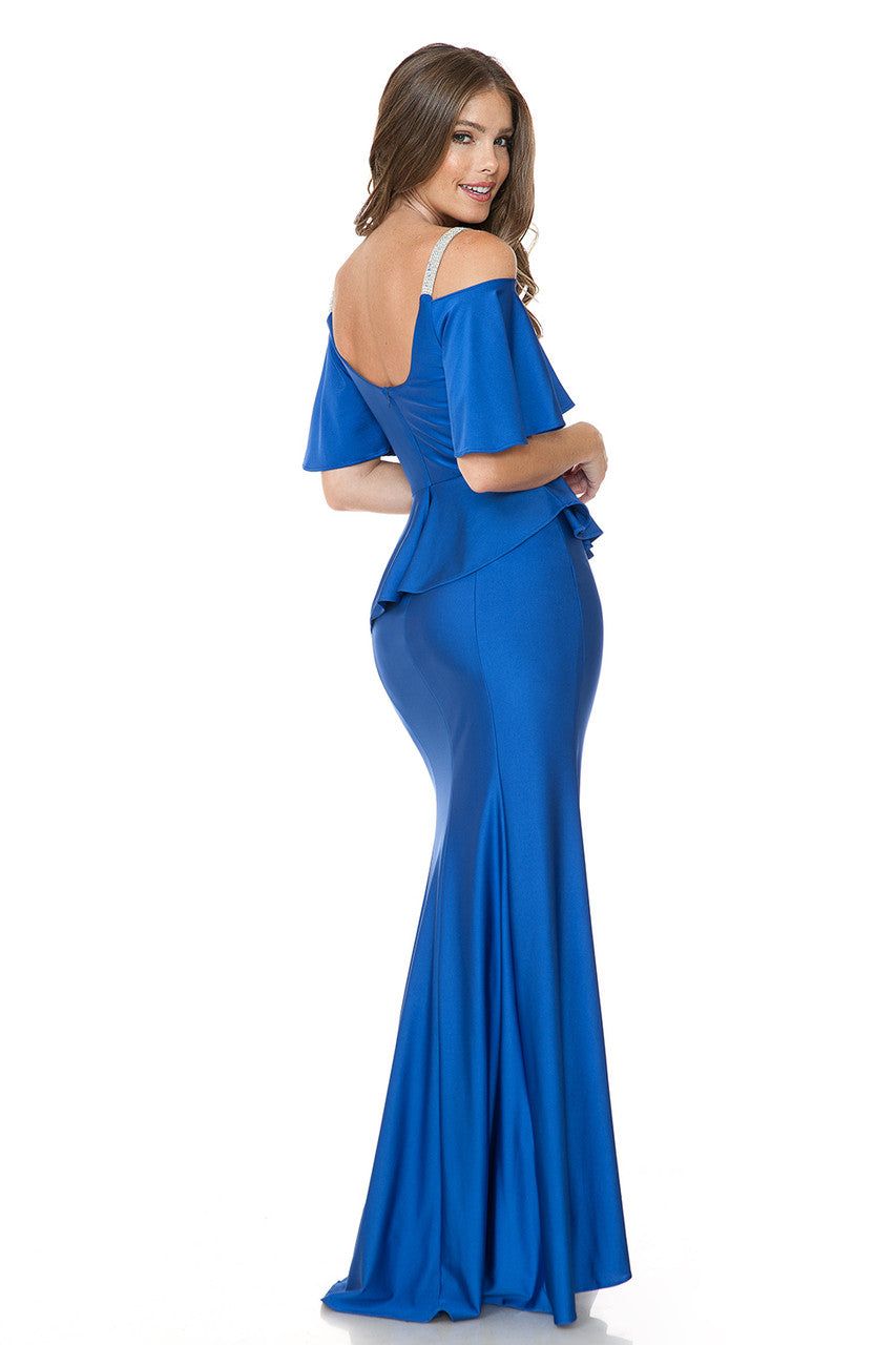 Bridesmaid Dress V-Neck Ruffled Sleeve Evening Dress By Lenovia 5282