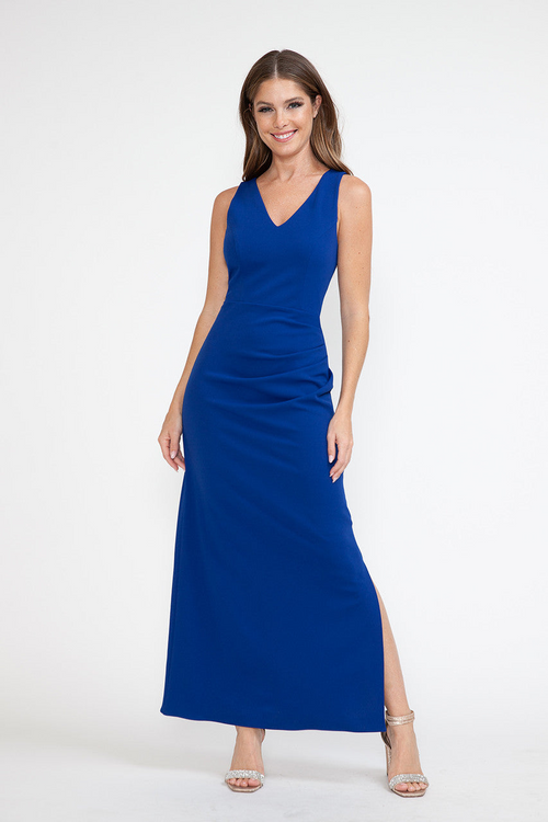 Vestido de madre del novio con cuello en V y chaqueta formal de Lenovia 5293