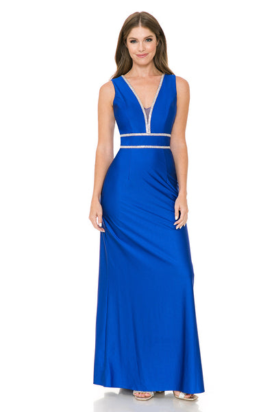 Formal Dress Deep V-Neck Embellished A-Line Prom Gown By Lenovia 5254-New Collection