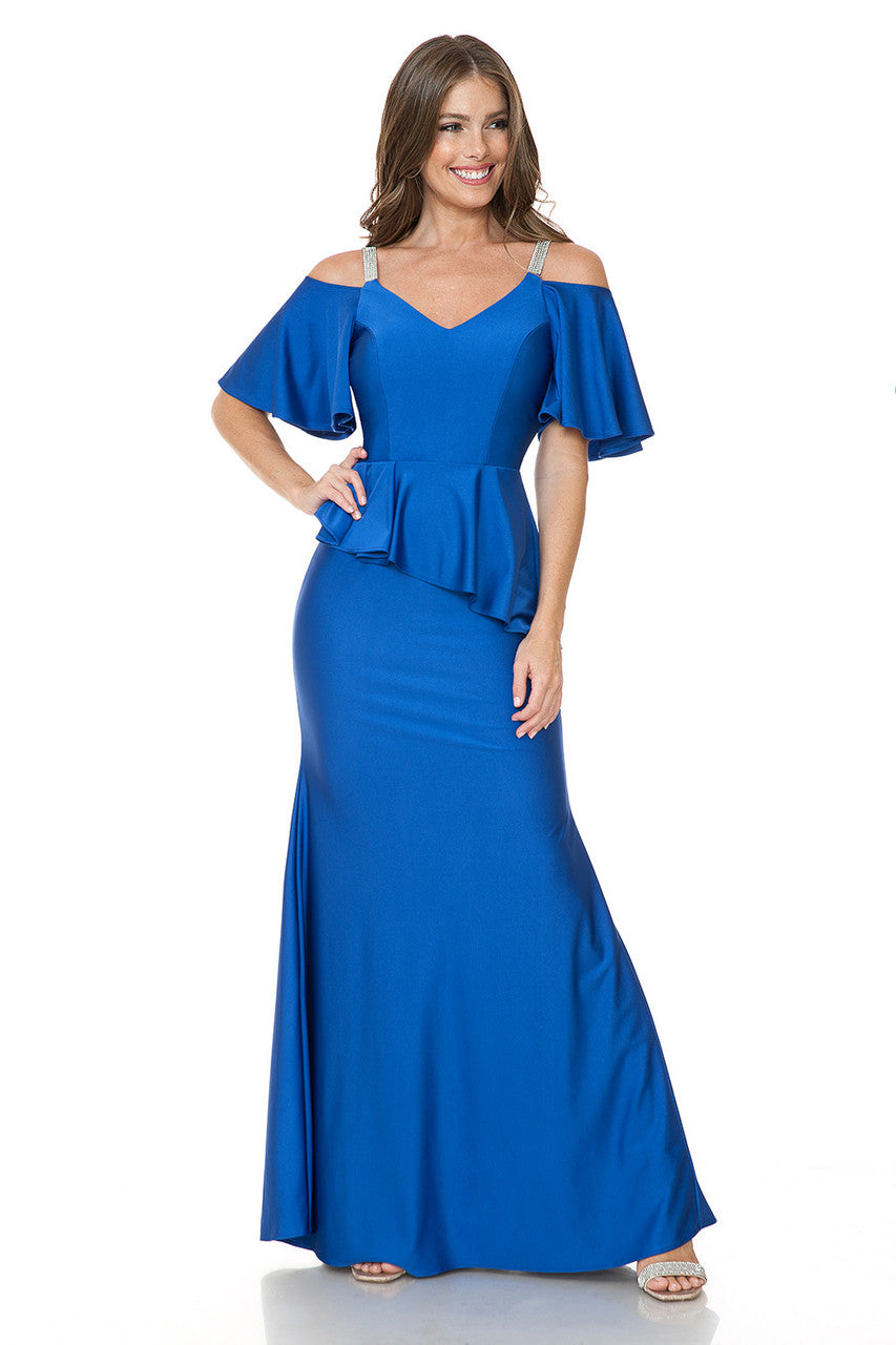 Bridesmaid Dress V-Neck Ruffled Sleeve Evening Dress By Lenovia 5282