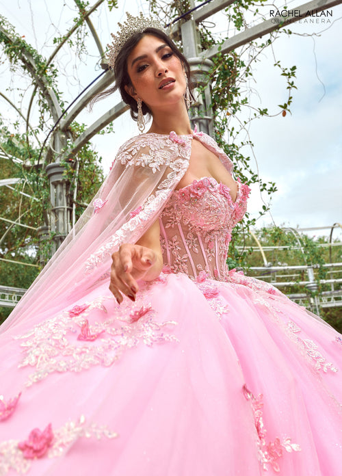 Rachel Allan RQ1155 Strapless Cape Quinceanera Dress