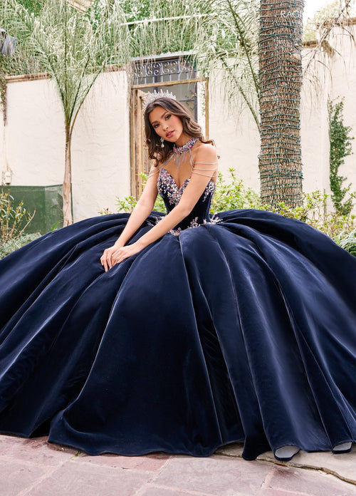 Rachel Allan RQ2198 Velvet Strapless Quinceanera Dress