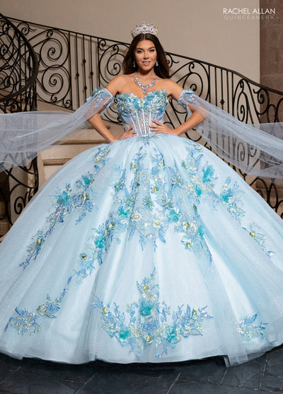 Rachel Allan RQ2216 Cape Sleeve Quinceanera Dress