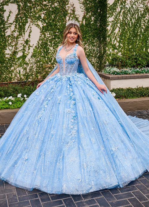 Rachel Allan RQ3135 Strapless Cape Quinceanera Dress