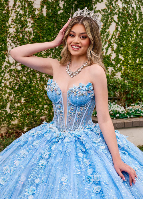 Rachel Allan RQ3135 Strapless Cape Quinceanera Dress