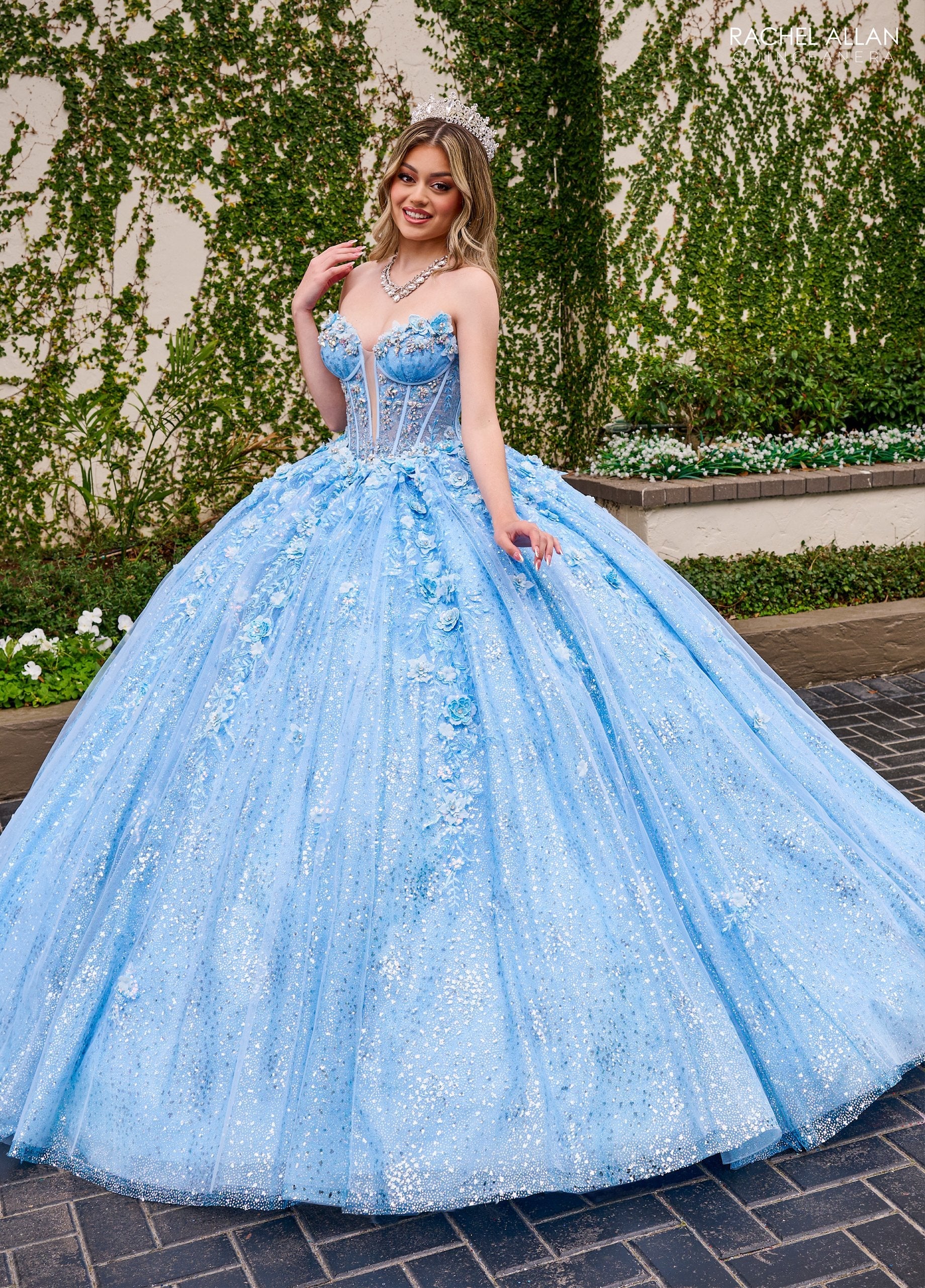 Rachel Allan RQ3135 Strapless Cape Quinceanera Dress