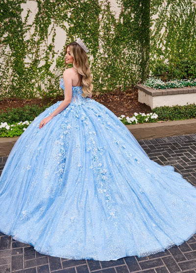 Rachel Allan RQ3135 Strapless Cape Quinceanera Dress