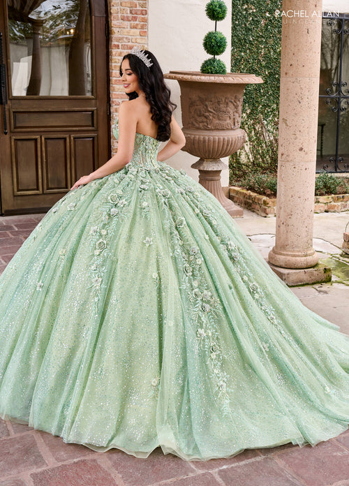 Rachel Allan RQ3135 Strapless Cape Quinceanera Dress