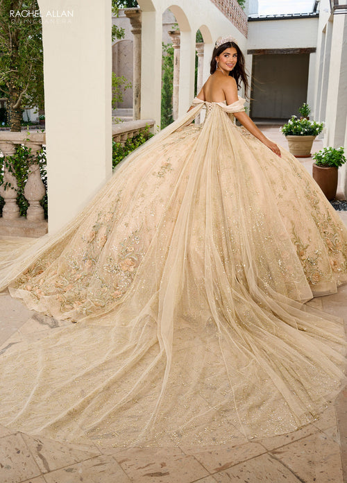 Rachel Allan RQ3146 Cape Sleeve Quinceanera Dress