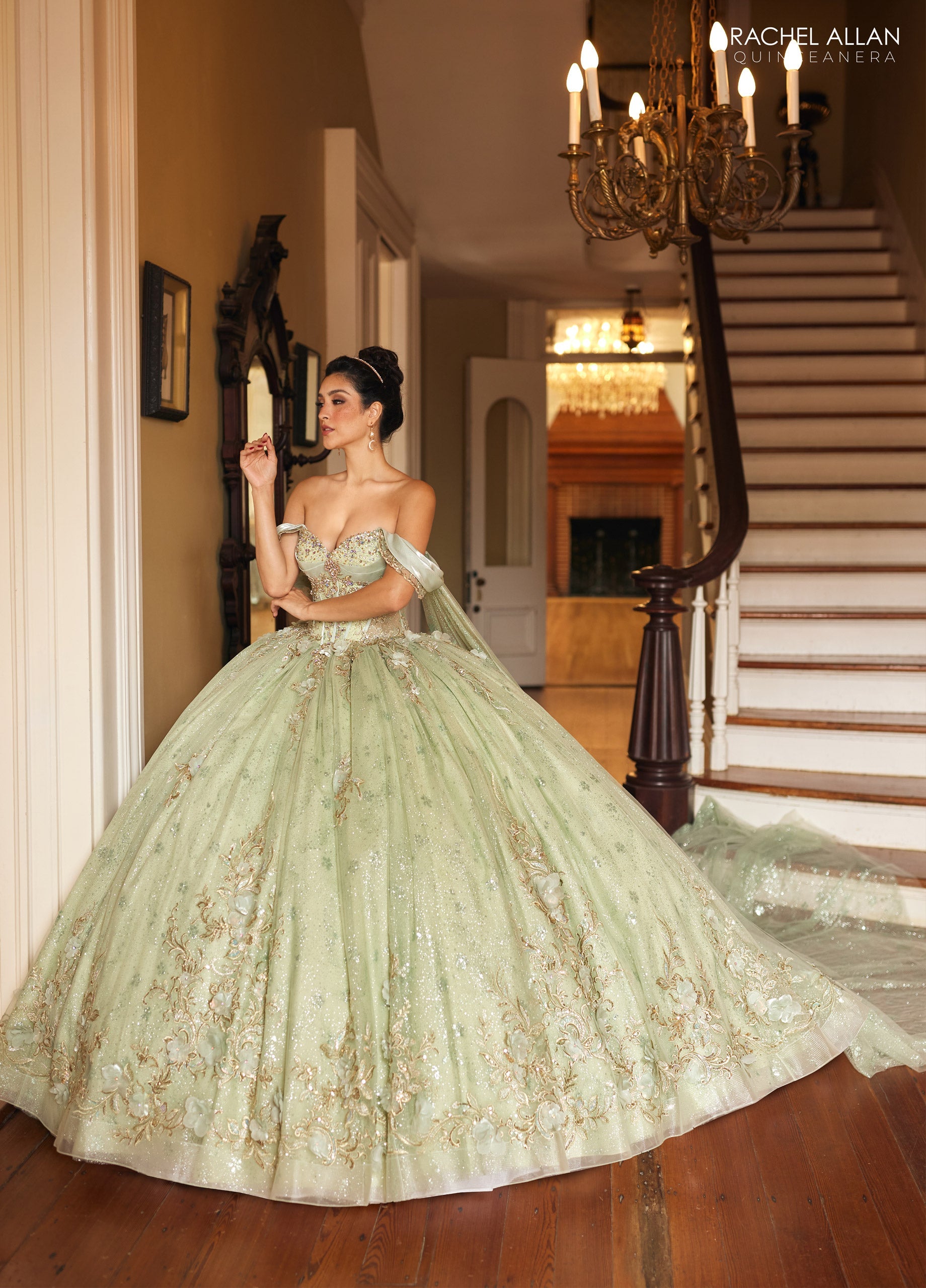 Rachel Allan RQ3146 Cape Sleeve Quinceanera Dress
