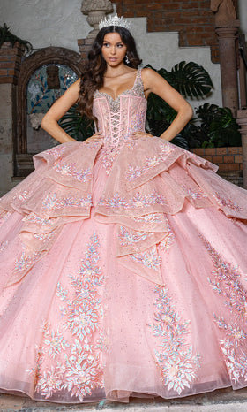 Rachel Allan RQ3158 Tiered Glitter Embroidered Quince Gown