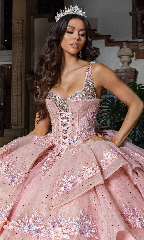 Rachel Allan RQ3158 Tiered Glitter Embroidered Quince Gown