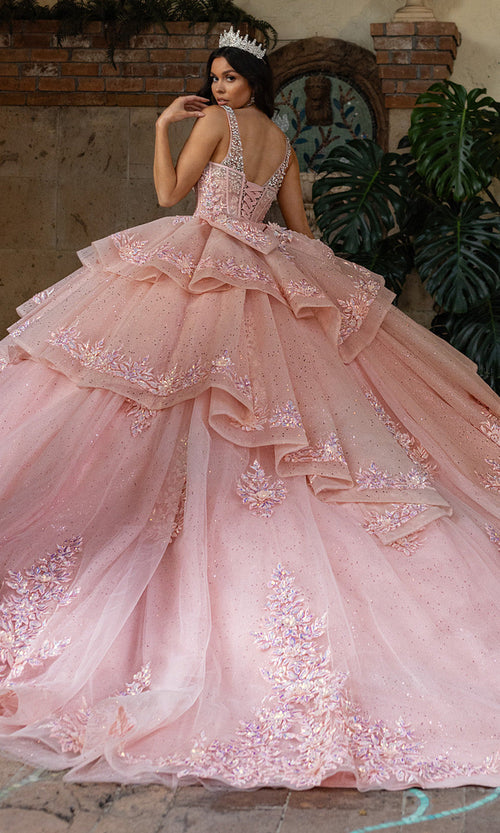 Rachel Allan RQ3158 Tiered Glitter Embroidered Quince Gown