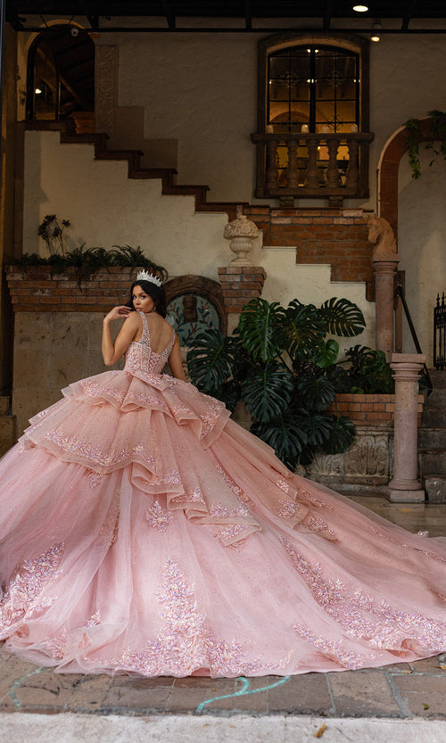 Rachel Allan RQ3158 Tiered Glitter Embroidered Quince Gown