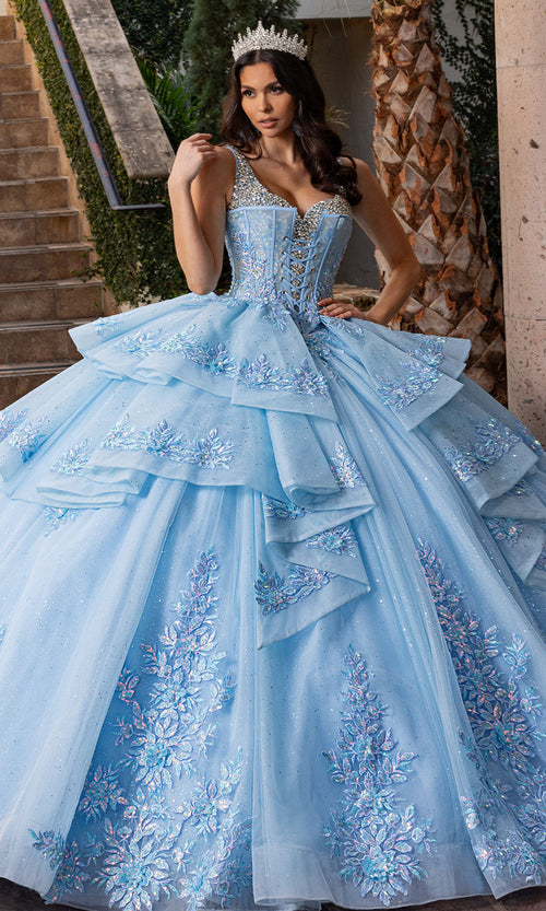 Rachel Allan RQ3158 Tiered Glitter Embroidered Quince Gown