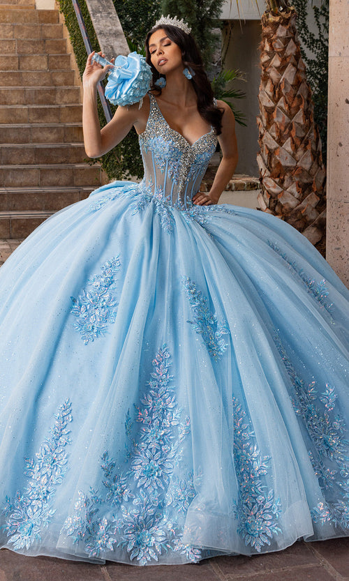 Rachel Allan RQ3158 Tiered Glitter Embroidered Quince Gown