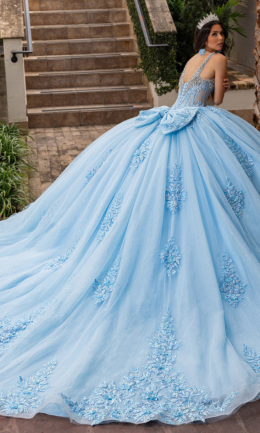 Rachel Allan RQ3158 Tiered Glitter Embroidered Quince Gown