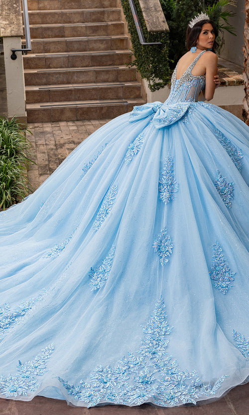 Rachel Allan RQ3158 Tiered Glitter Embroidered Quince Gown
