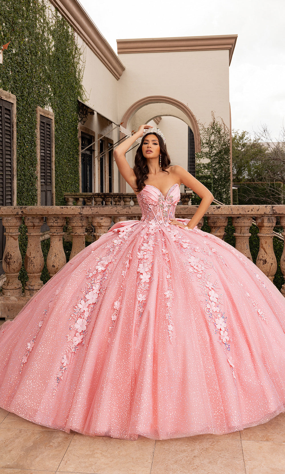 Rachel Allan RQ3162 Sparkling 3D Floral Strapless Ballgown