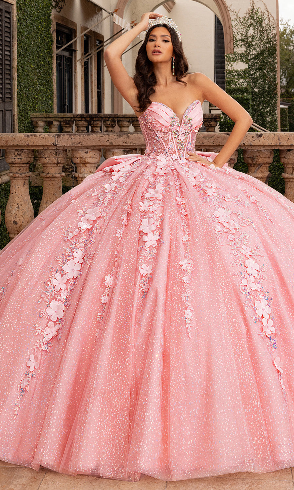 Rachel Allan RQ3162 Sparkling 3D Floral Strapless Ballgown