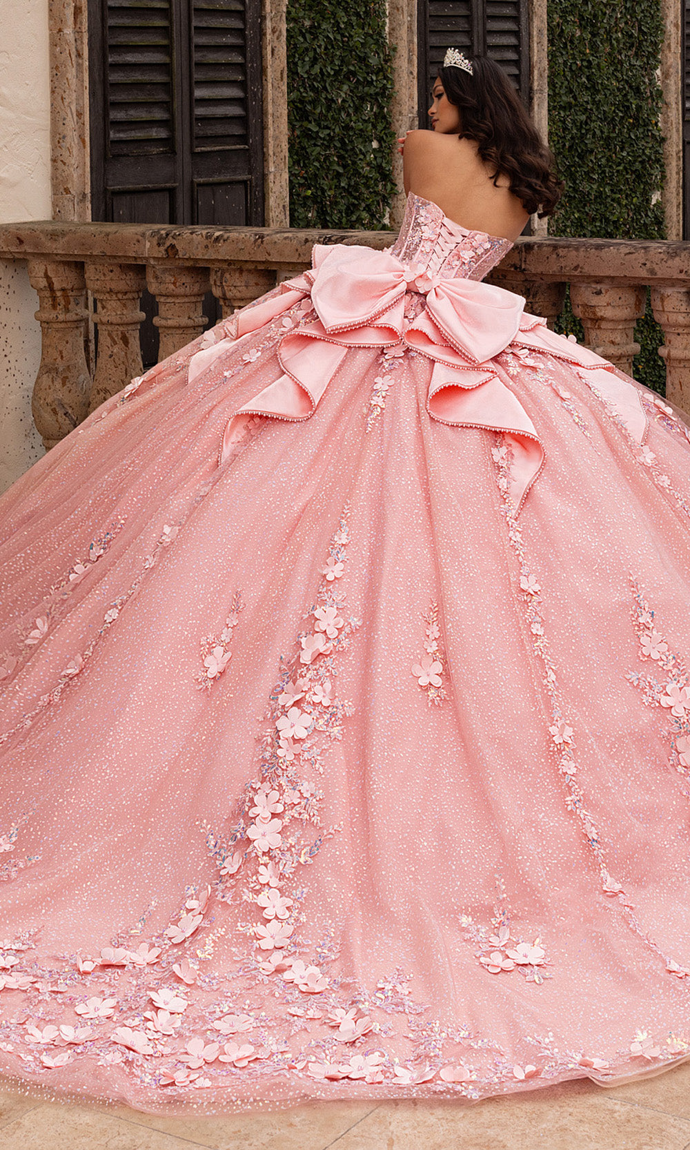 Rachel Allan RQ3162 Sparkling 3D Floral Strapless Ballgown