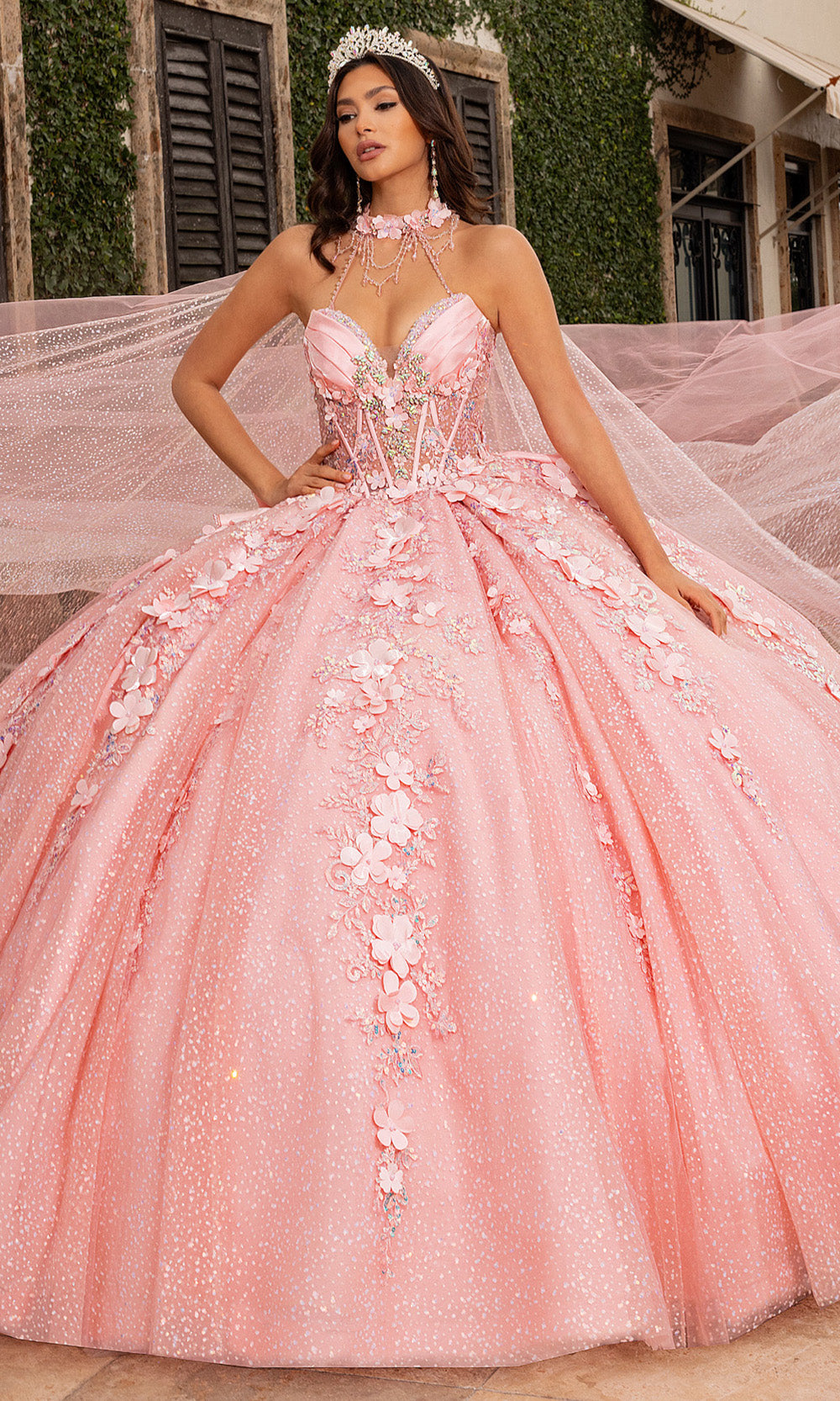 Rachel Allan RQ3162 Sparkling 3D Floral Strapless Ballgown