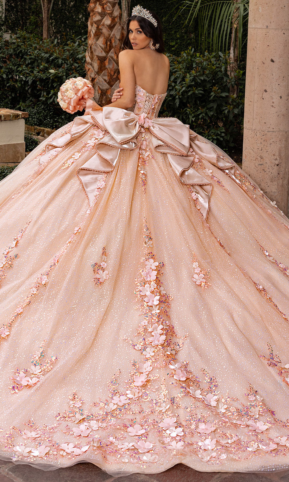 Rachel Allan RQ3162 Sparkling 3D Floral Strapless Ballgown